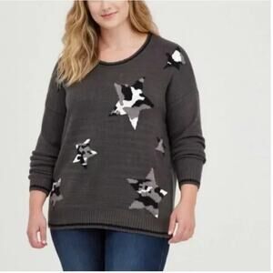 Torrid Camouflage Stars Crewneck Sweater 3X